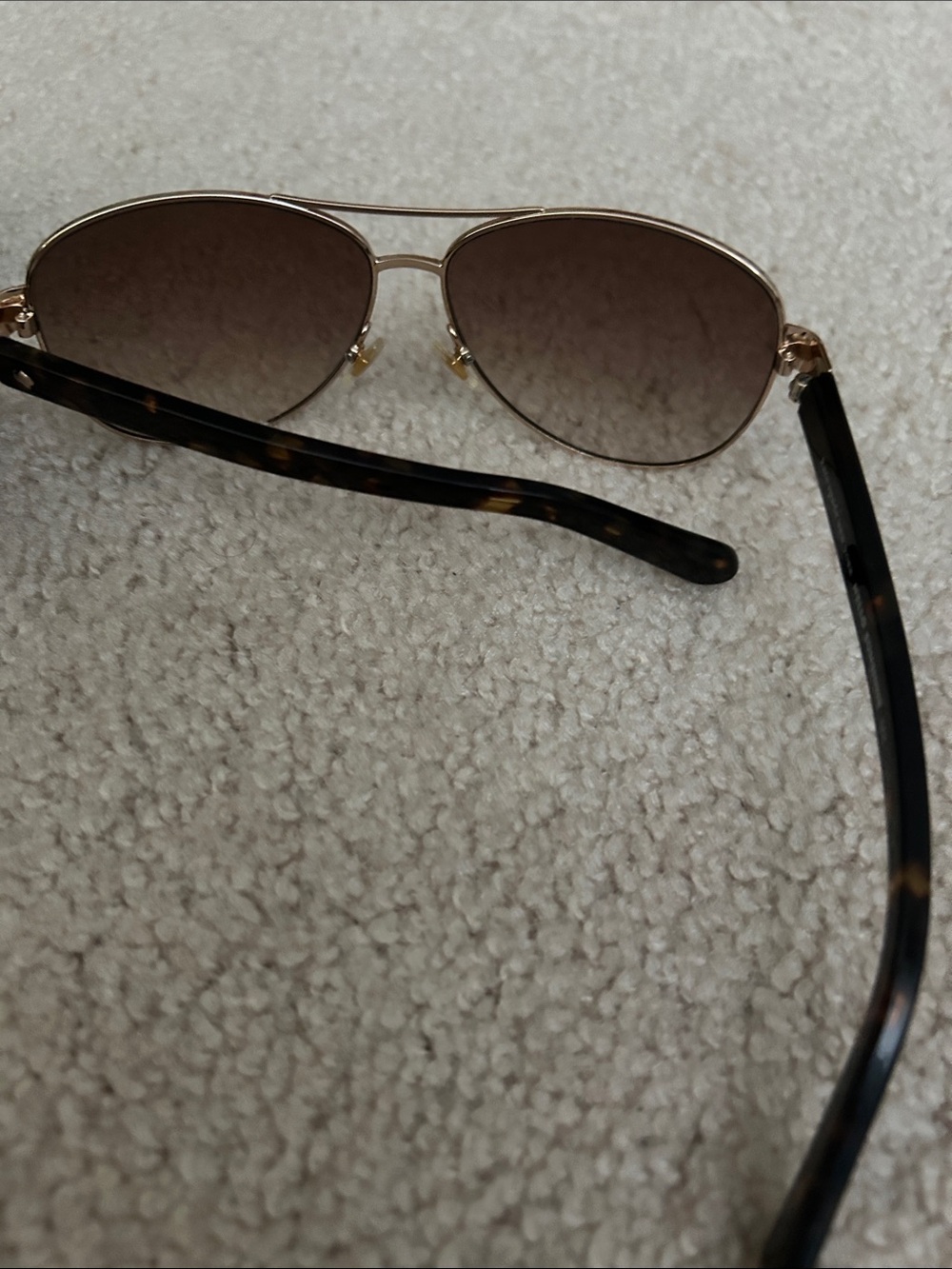 Kate Spade Aviator Sunglasses with Gold Frame and Brown Gradient Lenses. - Picture 3 of 4